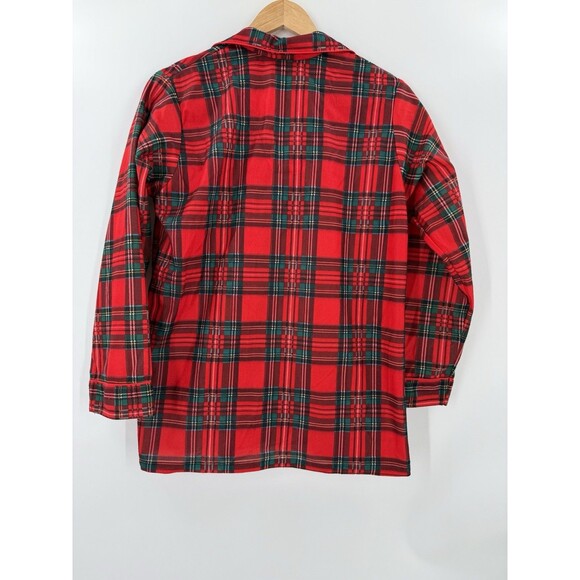 Vintage SILVIL Red Scotch Plaid Tartan Cotton USA Made Sleep Shirt DEADSTOCK - Picture 2 of 11